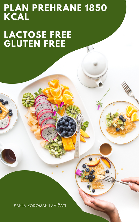 Plan Prehrane od 1850kcal Bez Glutena i Bez Laktoze